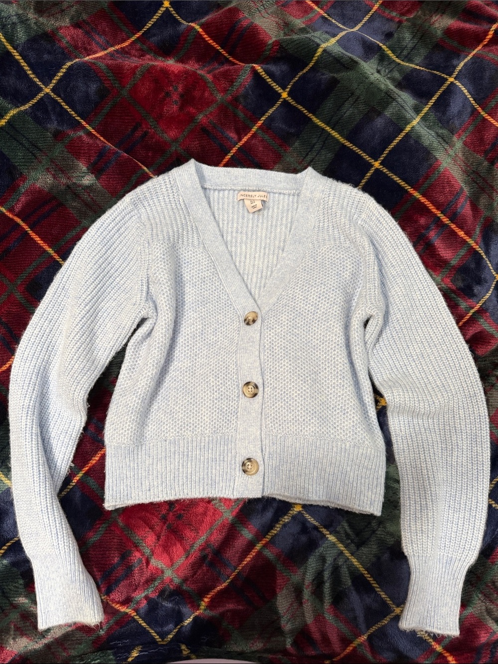Powder Blue V-Neck Button Cardigan